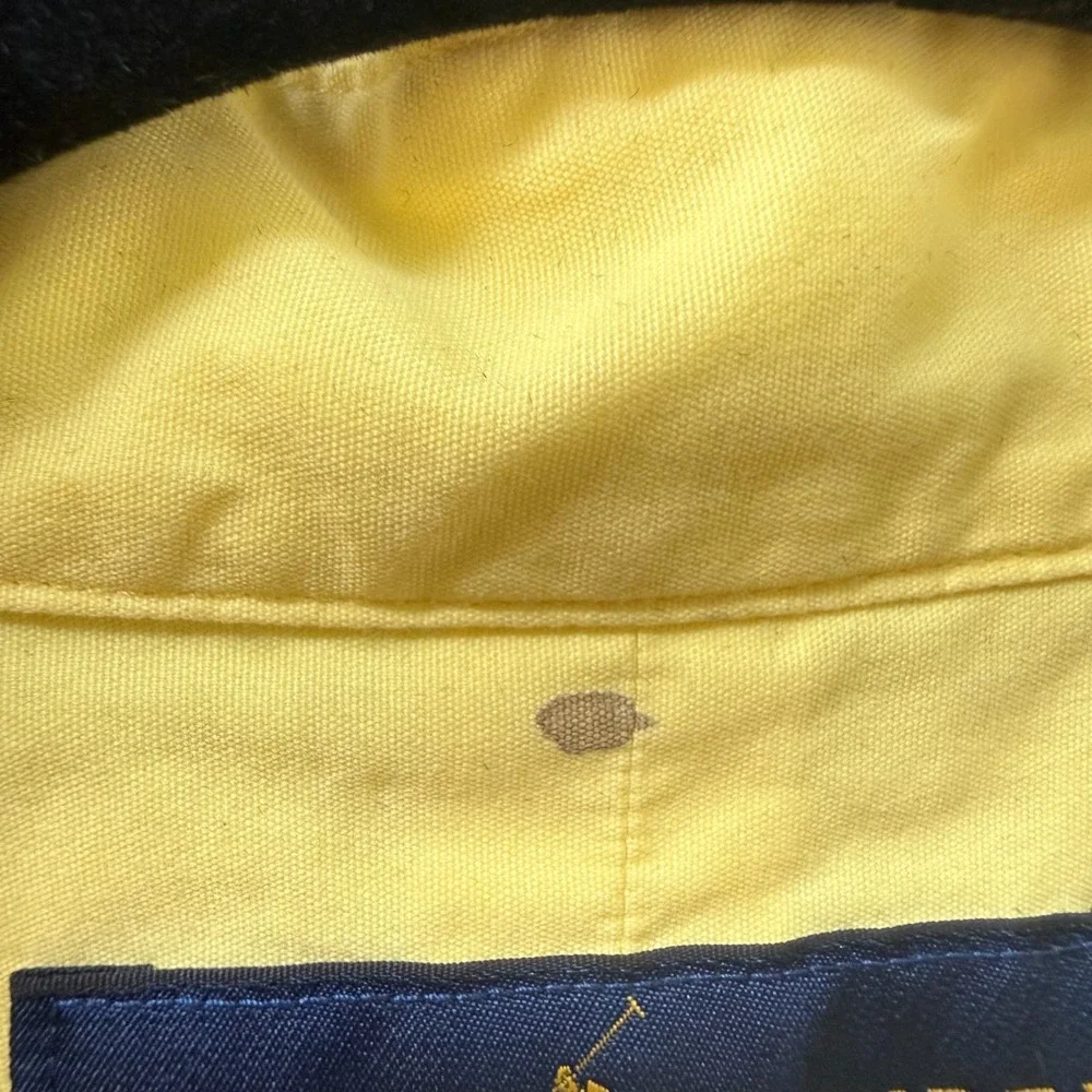 Polo Ralph Lauren Button Down Shirt Mens XL Yellow Cotton Short Sleeve Pony